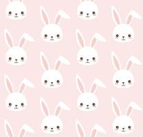 Cute bunny pattern. Rabbit head vector seamless background for baby, child.