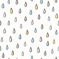 Hand drawn rain drops pattern. Vector doodle raindrops seamless print. Abstract background.