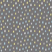 Seamless vector pattern with rain drops. Spring abstract background in shades of blue and yellow.