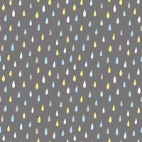 Seamless vector pattern with rain drops. Spring abstract background in shades of blue and yellow.