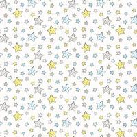 Cute baby star pattern with smiling stars. Vector seamless night sky background in pastel colors.