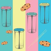 hand drawn jar and cookies vector illustration