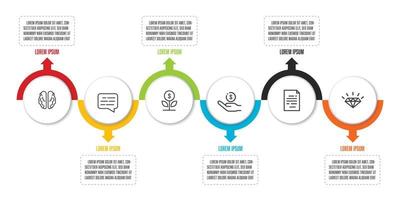 Vector presentation business concept. Infographic template 6 steps.