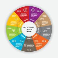 Vector set template infographic circle 9 step. Template diagrame for presentation.