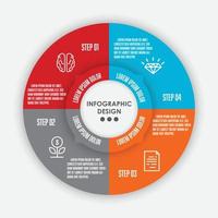 Vector set template infographic circle 4 step. Template diagrame for presentation.