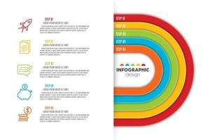 Vector template infographic design element. Marketing icon concept 5 step.