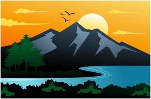 untitled-1nature lago con vector de ilustración de paisaje de montaña