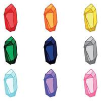 Hand drawn crystals set. Geometric gems diamonds vector illustrations collection. Colorful shard of glass. For geology, jewelry store, decoration, game, web.