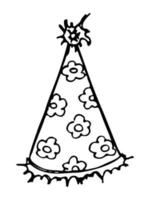 Hand drawn party hat illustration isolated on a white background. Birthday cap doodle. Holiday clip art. vector