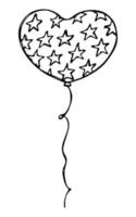 Hand drawn flying balloon illustration isolated on a white background. Valentine's day balloon doodle. Holiday clipart. vector