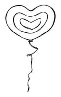 Hand drawn flying balloon illustration isolated on a white background. Valentine's day balloon doodle. Holiday clipart. vector