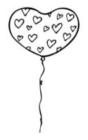 Hand drawn flying balloon illustration isolated on a white background. Valentine's day balloon doodle. Holiday clipart. vector