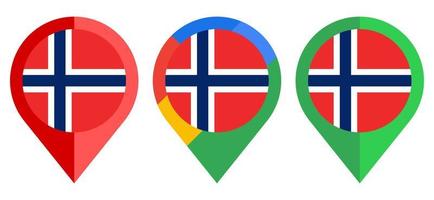 icono de marcador de mapa plano con bandera de noruega aislado sobre fondo blanco vector
