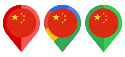 icono de marcador de mapa plano con bandera china aislado sobre fondo blanco vector