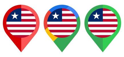 icono de marcador de mapa plano con bandera de liberia aislado sobre fondo blanco