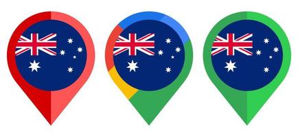 icono de marcador de mapa plano con bandera de australia aislada sobre fondo blanco vector