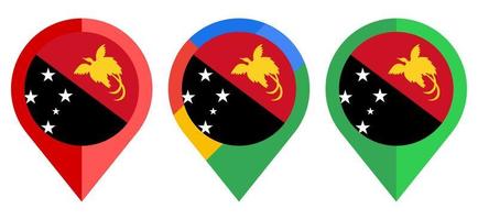 icono de marcador de mapa plano con bandera de papúa nueva guinea aislado sobre fondo blanco vector