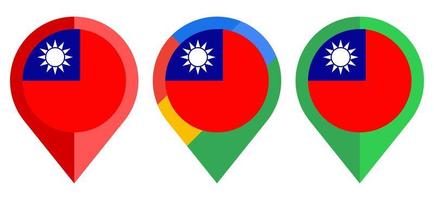 icono de marcador de mapa plano con bandera de Taiwán aislado sobre fondo blanco vector