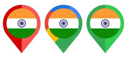 icono de marcador de mapa plano con bandera india aislada sobre fondo blanco vector