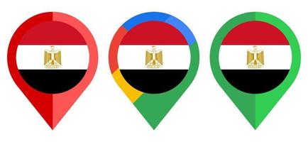 icono de marcador de mapa plano con bandera de egipto aislado sobre fondo blanco vector