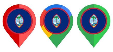 icono de marcador de mapa plano con bandera de guam aislado sobre fondo blanco vector