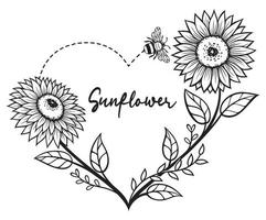 Sunflower wreath silhouette vector illustrations