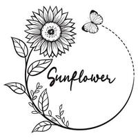 Sunflower wreath silhouette vector illustrations