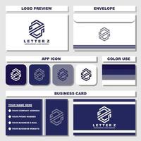 Creative letter Z monogram logo design with business card and envelope template vector