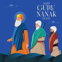 ilustración de happy gurpurab, guru nanak jayanti festival de fondo de celebración sikh vector