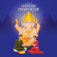 ilustración de lord ganpati en ganesh chaturthi, tarjeta de invitación de cartel de tarjeta vector