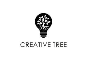 logotipo de árbol inteligente, logotipo de idea de árbol. logotipo creativo del árbol de bulbos. diseño único y moderno vector