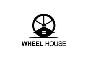 Ilustración de símbolo de concepto de diseño de logotipo de rueda y casa vector