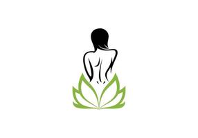 spa de belleza de loto, plantilla de logotipo de mujer de cosmética natural vector
