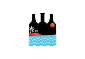 icon design summer illustration logo in bottle isholated vector