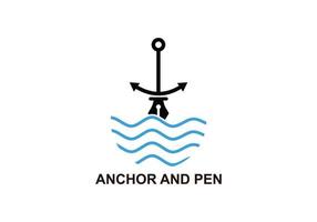 symbol icon ocean Illustration Of anchor and pen inspiration vector