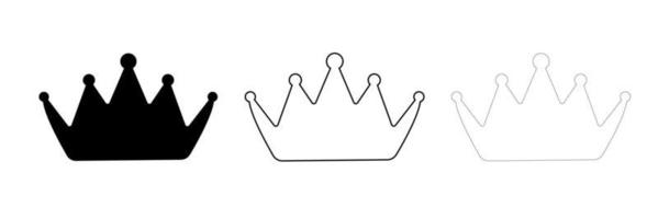 Modern Crown silhouette icon design template. Modern crown set in different thicknesses. Award icon on background for graphic and web design. Internet concept symbol for website button or mobile app. vector