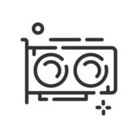 Video card icon in simple one line style vector