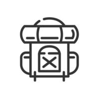 icono de mochila de viaje en estilo simple de una línea vector