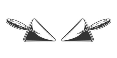 Two trowels close up isolated on white background vector
