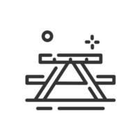 Picnic table icon in simple one line style vector