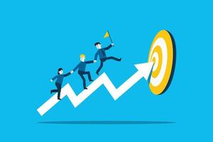 Business team running up to graph. Growth, Development, business successful, Business arrow concept. vector