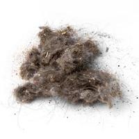 Pile of garbage and dust removed from a vacuum cleaner isolated on white photo