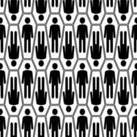 Black and white Halloween seamless pattern with coffins vector