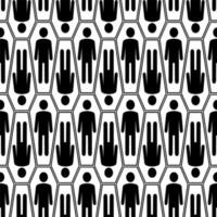 Black and white Halloween seamless pattern with coffins vector