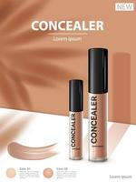 cosmetic product concealer poster, bottle package design with moisturizer cream or liquid,  vector design.