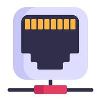 Shared port, flat icon of ethernet network vector