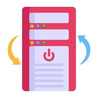 Central processing unit and arrows showing concept of data refresh flat icon vector