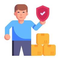 Person checking inventory list, flat character icon vector