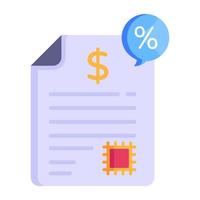 A financial statement, flat icon of invoice discount vector