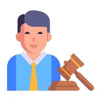 A well-designed flat icon of advocate, legal services vector